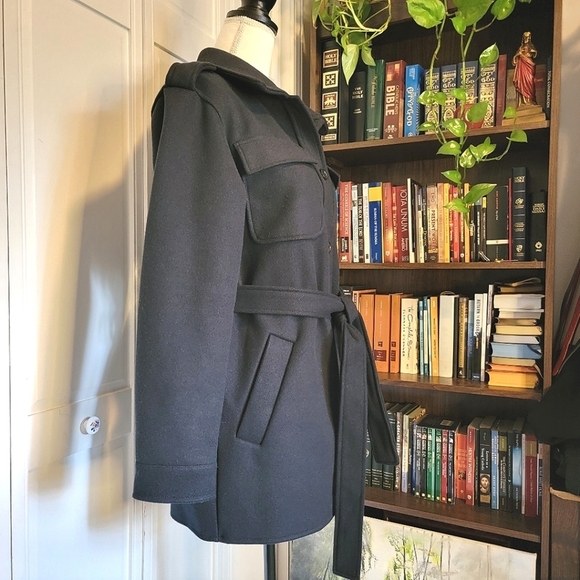 7 For All Mankind Pea Coat Jacket Size Small (4-6) Black‎ - Picture 9 of 9